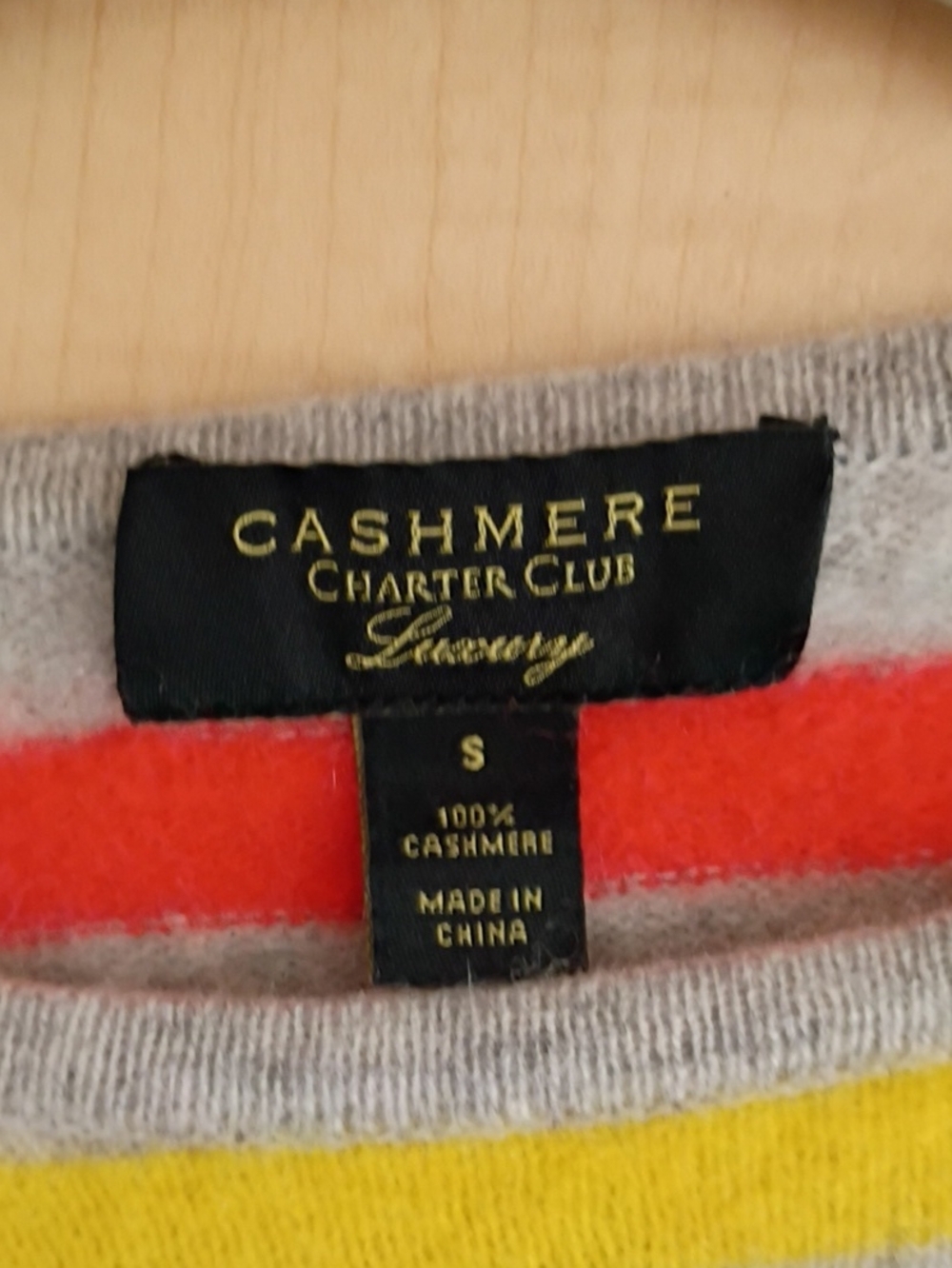 Cashmere Crew Neck Striped Sweater sz S - Picture 3 of 3
